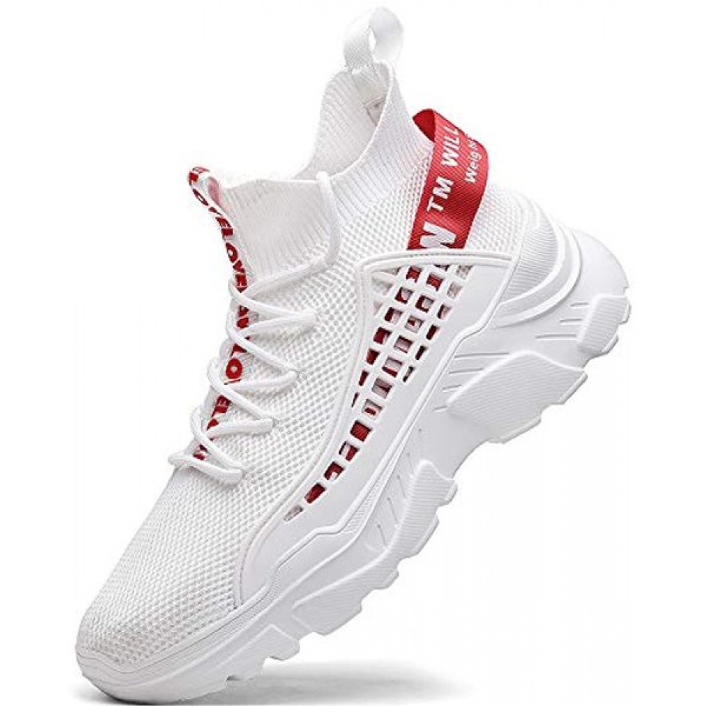 Men's Athletic Running Walking Shoes Non Slip Fashion Sneakers White